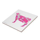 Koe Roze en Witte Silhouette Tegeltje (Zijkant)