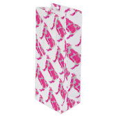 Koe Roze en Witte Silhouette Wijn Cadeautas (Voorkant Gekanteld)