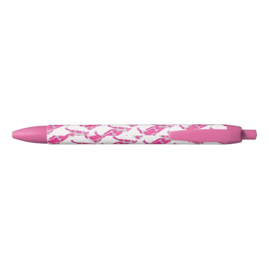 Koe Roze en Witte Silhouette Zwarte Inkt Pen (Achterkant)