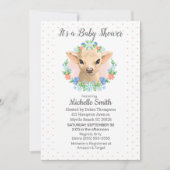 Koe Roze meisjes Floral Baby shower Kaart (Voorkant)