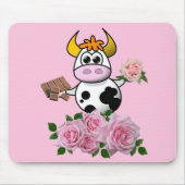 Koe Roze Roze Florale Muismat! Muismat (Voorkant)