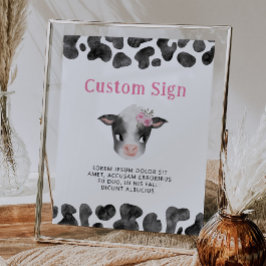 Koe Roze Verjaardagspartij Aangepast teken Poster