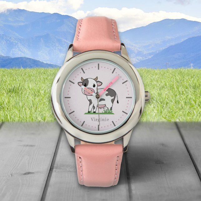 Koe roze volgen horloge (Cute Cow Pink Watch)