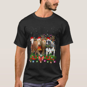 Koe Rrendierlijk Pet kerstmis Licht Funny Koe C T-shirt