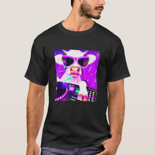 Koe Rundvee DJ Feest Club Disk Jockey Gif EDM Dans T-shirt