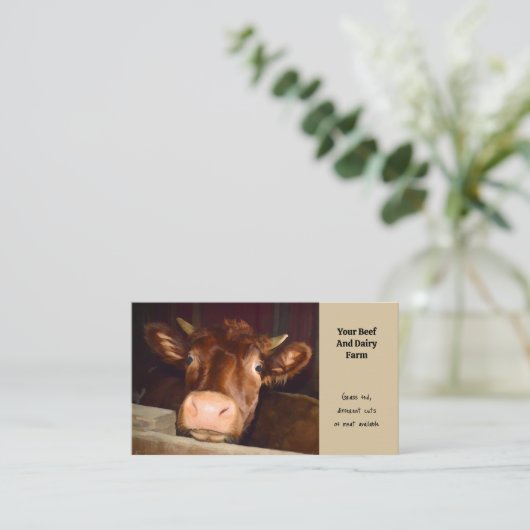 Koe Rundvlees en zuivelrijst Boerderij Visitekaartje (Staand voorkant)