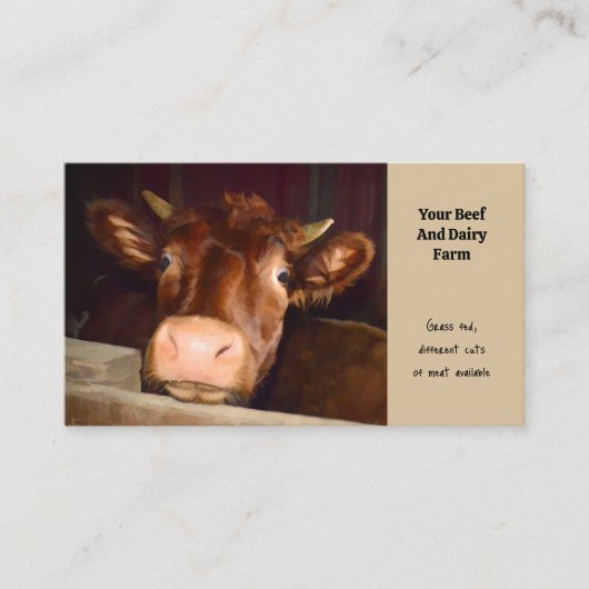 Koe Rundvlees en zuivelrijst Boerderij Visitekaartje (Voorkant)