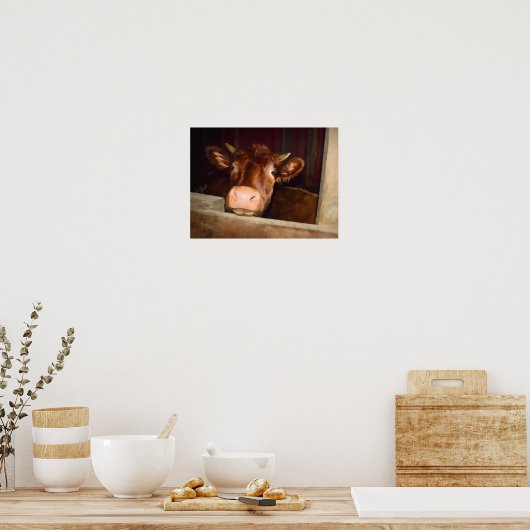 Koe Rustic Brown Country Barn Funny Boerderij Poster (Keuken)