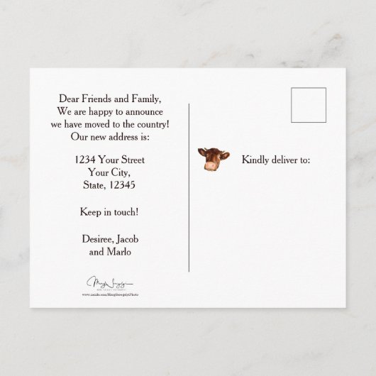 Koe Rustieke Country Barn Grappig Boerderij Verhui Briefkaart (Achterkant)