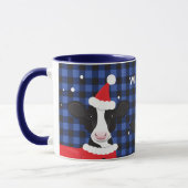 Koe Santa Blue Plaid Naam Boerderij Animal Christm Mok (Links)
