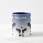 Koe Santa Blue White Name Boerderij Animal Kerstmi Mok (Midden)