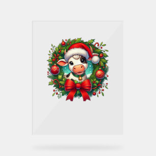 Koe Santa Hat Christmas Xmas _1 Acryl Bord