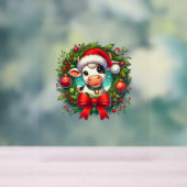 Koe Santa Hat Christmas Xmas _1 Acryl Bord (Neutraal)