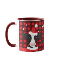 Koe Santa Red Plaid Naam Boerderij Dierenkerst