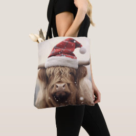 Koe Santa Rustic Vakantie Tote Bag