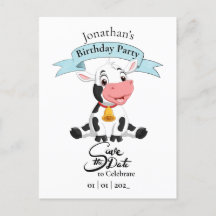 Koe Save The Date Gefeliciteerd Jongen Ansichtkaar