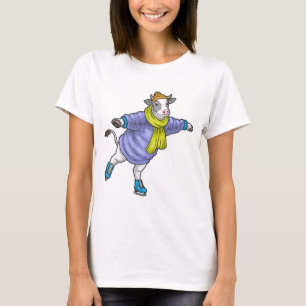 Koe Schaatsen Schaatsen Winter sporten T-shirt