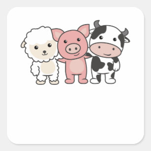Koe Schapen Boerderij Zoete dieren Vierkante Sticker