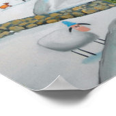 koe schapen wintersneeuwscène naïeve volkskunst poster (Hoek)