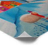 koe schapen wintersneeuwscène volkskunst poster (Hoek)