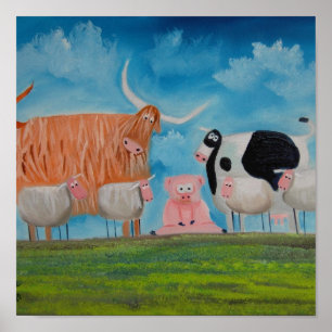 koe schapenvarkens poster