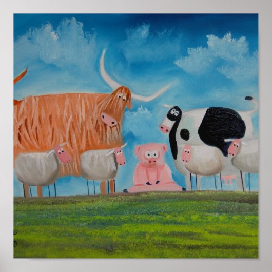 koe schapenvarkens poster (Voorkant)