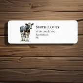 Koe Schattig Zwart en Wit Etiket