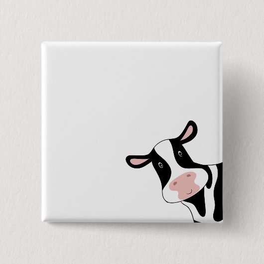 Koe, schattige koe, dier vierkante button 5,1 cm (Voorkant)