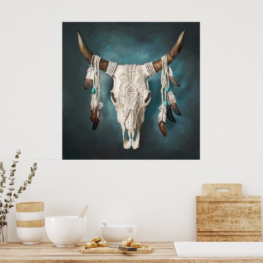 Koe schedel 1 poster (Keuken)