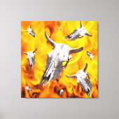 Koe schedel en vuur canvas afdruk (Voorkant)