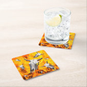 Koe schedel en vuur kartonnen onderzetters (Insitu)