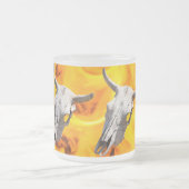 Koe schedel en vuur matglas koffiemok (Center)