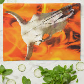 Koe schedel en vuur theedoek (Gevouwen)