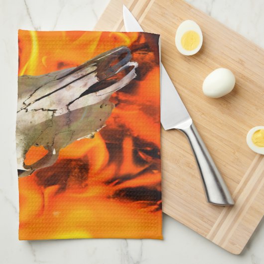 Koe schedel en vuur theedoek (Quarter Fold)