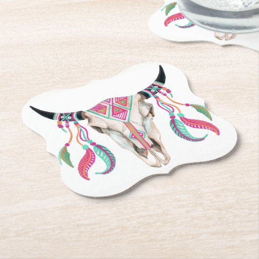 Koe schedel met droomvangers kartonnen onderzetters (Gekanteld)