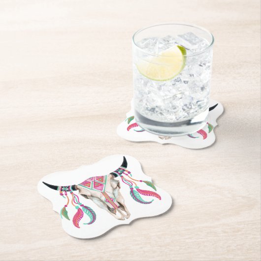 Koe schedel met droomvangers kartonnen onderzetters (Insitu)