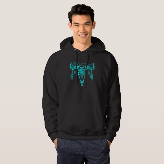 Koe schedel wild in hart en nieren hoodie (Voorkant volledig)