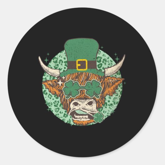 Koe Shamrock Coquette Bow St Patrick's Day Ronde Sticker (Voorkant)