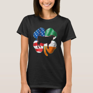 Koe Shamrock Iers Ierland Amerikaanse Vlag St Patr T-shirt