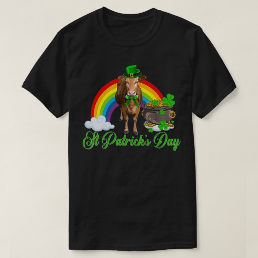 Koe Shamrock Rainbow St Patricks Day T-shirt (Design voorkant)