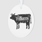  koe silhouet aangepaste kerst ornament (voorkant)