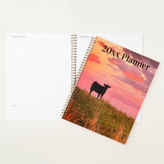 Koe Silhouet bij zonsondergang Planner (Display)