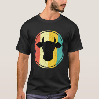 Koe Silhouet Retro Strepen Vintage Dier Halloween T-shirt