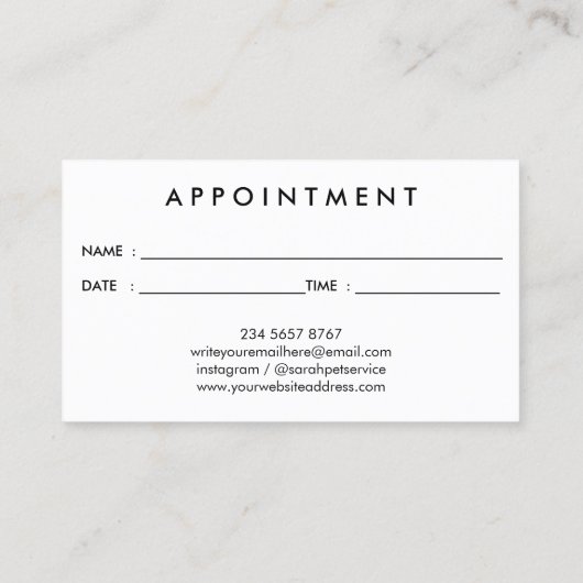 Koe Silhouette Afspraak Visitekaartje (Achterkant)