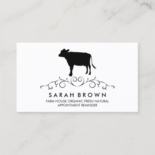 Koe Silhouette Afspraak Visitekaartje (Voorkant)