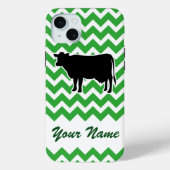 Koe Silhouette met Green Chevron Pattern Case-Mate iPhone Case (Achterkant)