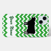 Koe Silhouette met Green Chevron Pattern Case-Mate iPhone Case (Achterkant (horizontaal))