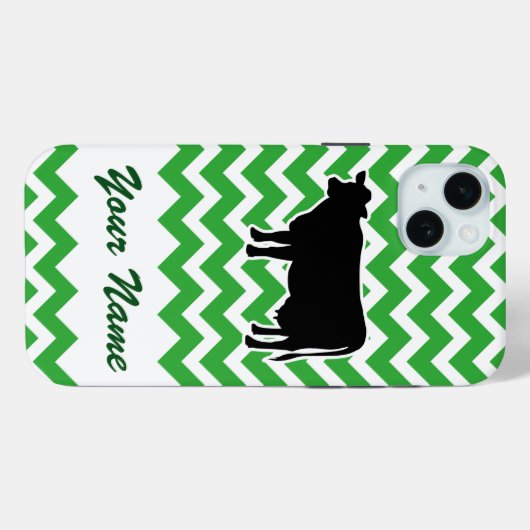 Koe Silhouette met Green Chevron Pattern Case-Mate iPhone Case (Achterkant (horizontaal))