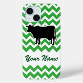 Koe Silhouette met Green Chevron Pattern Case-Mate iPhone Case (Achterkant)