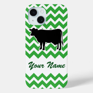 Koe Silhouette met Green Chevron Pattern iPhone 15 Case